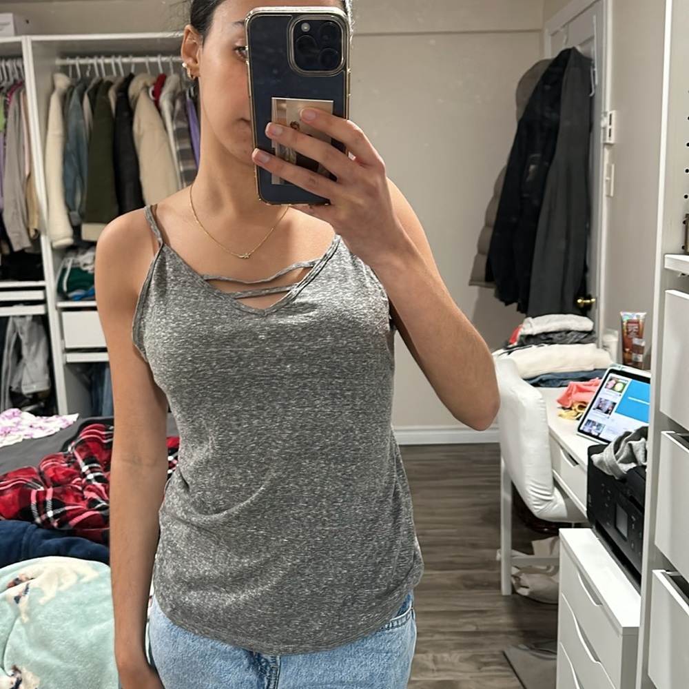 hollister gray tank top